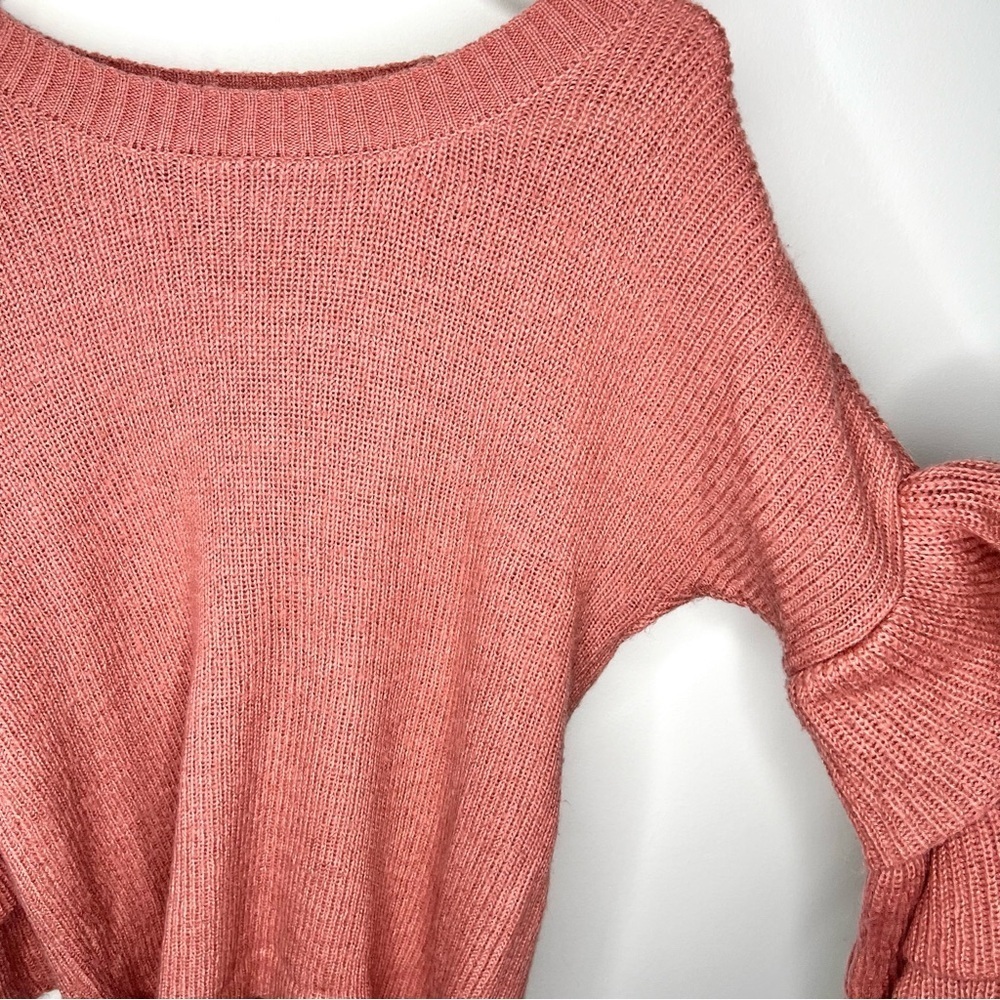Alya Women's Pink Knitted Ruffle Sleeve Sweater Size Small - Picture 5 of 14